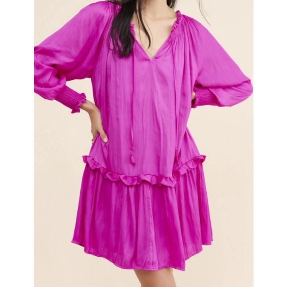 By Anthropologie Giulia Tunic Dress Womens XS‎ Pink Fuchsia Boho Mini Dress $148